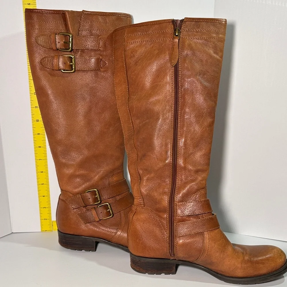 Franco Sarto 8.5 Tan Leather up to the Knee‎ Boots. Box 13